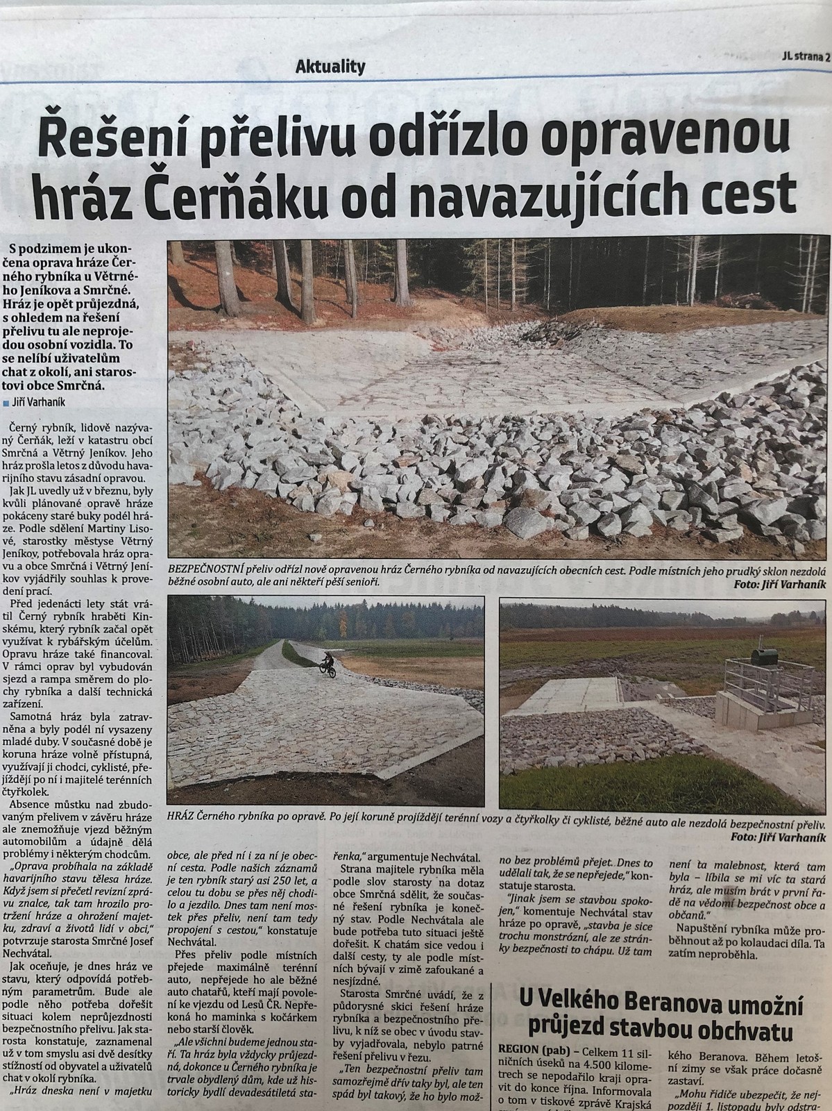 novinový článek o Smrčné